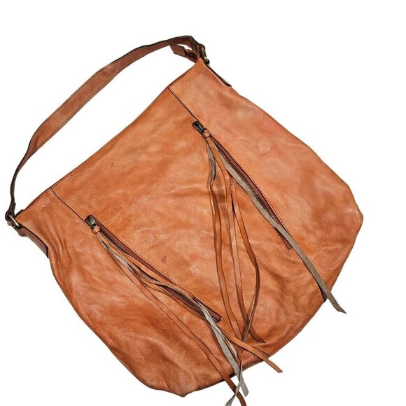 Kiko Leather Hobo Bag Tassel Zipper Fringe Detailing Autumn Boho Chic‎ Festival - Picture 1 of 11